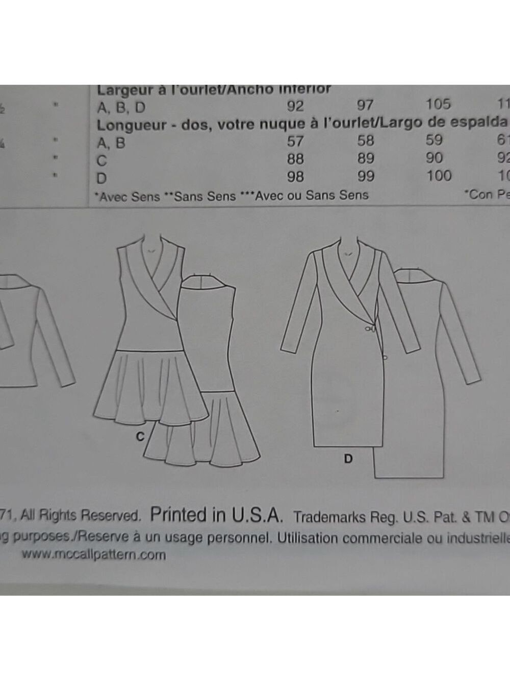 🧵4/$20🧵 McCall's M7016 Dress Sewing Pattern Uncut Size X - S - M DIY Supplies - Picture 9 of 9